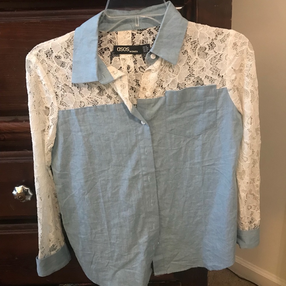 Women’s lace and denim blouse